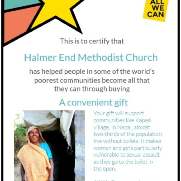 Halmer End Methodist Church &ndash; Extraordinary Gifts Certificate_161026