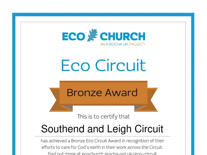 Southend and Leigh Eco-Circuit-Bronze Award Certif