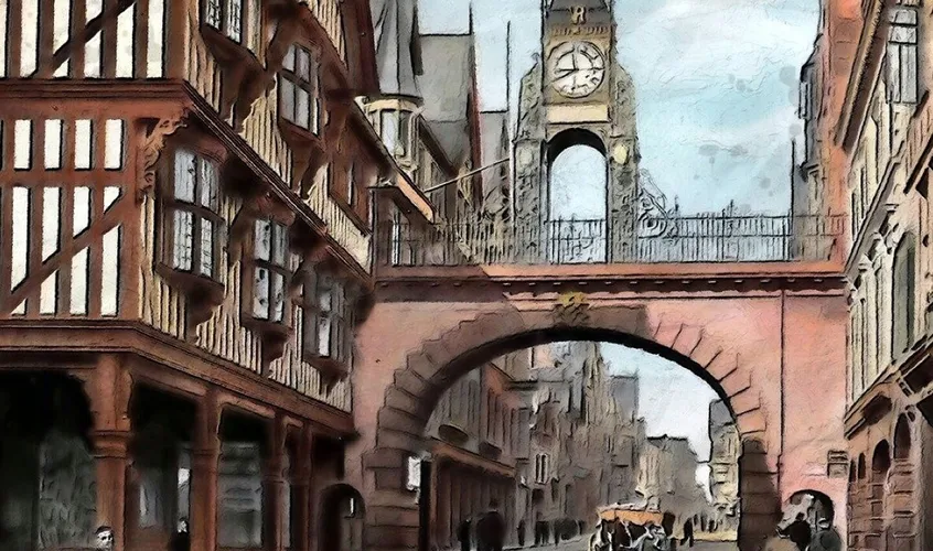 Eastgate street chester, vintage, uk, street