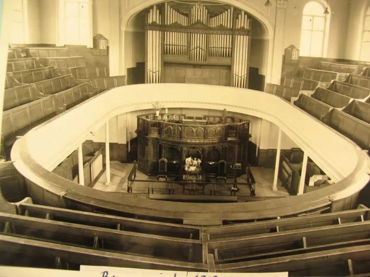 Early photo of the interior of Brunswick Methodist Church