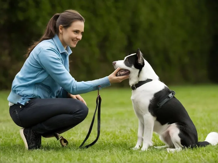 Dog trainer interacting with their pet