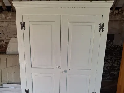 Items for sale &ndash; Wooden wardrobe. Painted. Hanging space with shelf above. 20