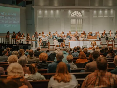 A full congregation gathered for a church service
