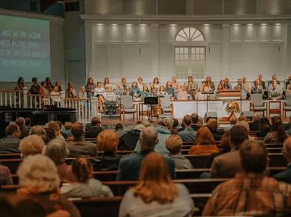 A full congregation gathered for a church service