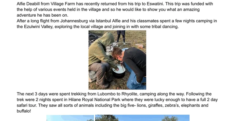Alfie's trip to Africa.