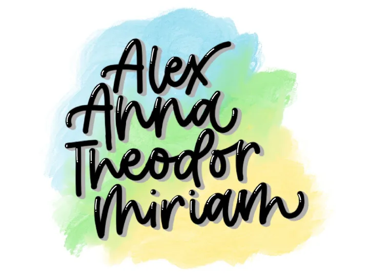 Personalised hand lettered family names print on a soft watercolour background, digital artwork designed in Procreate