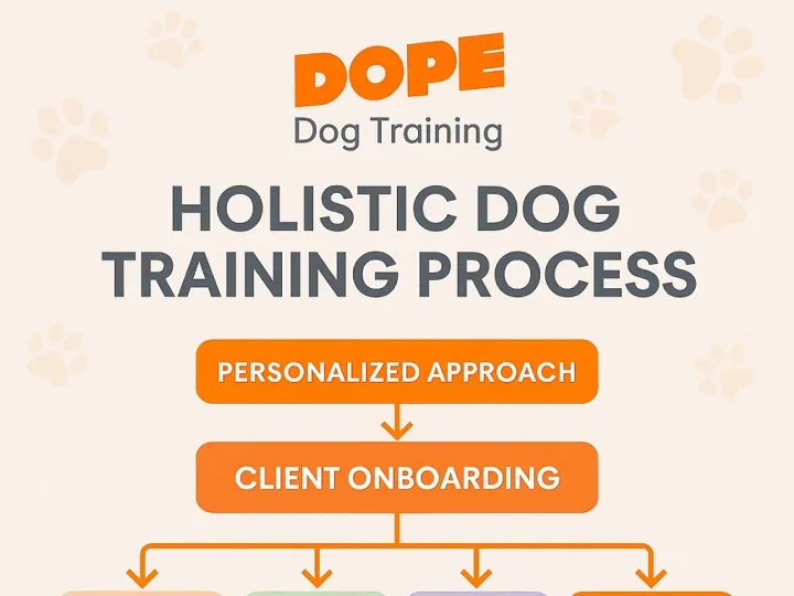 The D.O.P.E holistic dog training process, from onboarding to ongoing support