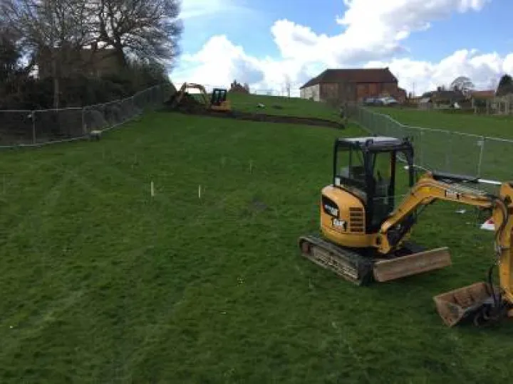 Diggers on site at Broseley