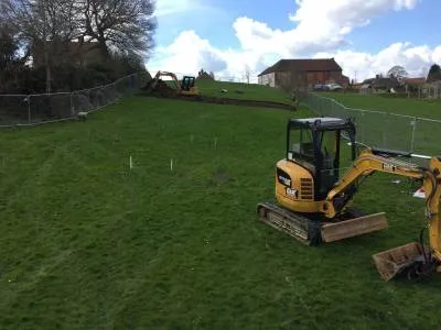 Diggers on site at Broseley