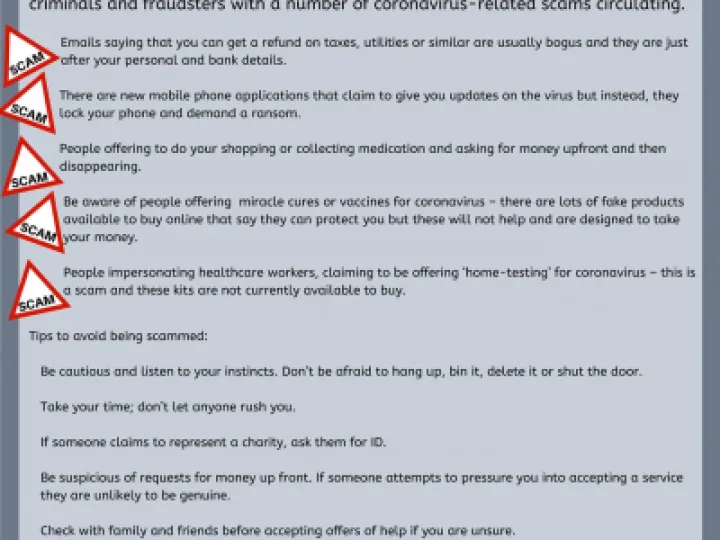 Scam warnings