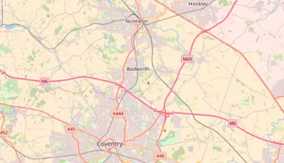 Map showing the location of Coventry & Nuneaton