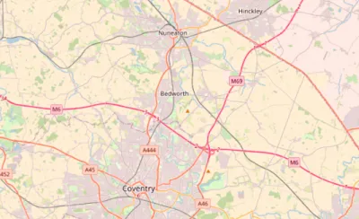 Map showing the location of Coventry & Nuneaton