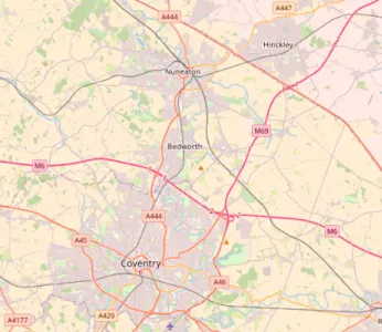 Map showing the location of Coventry & Nuneaton