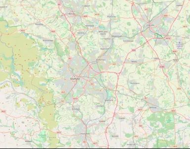 Map showing the location of Sheffield Methodist District