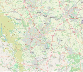 Map showing the location of Sheffield Methodist District