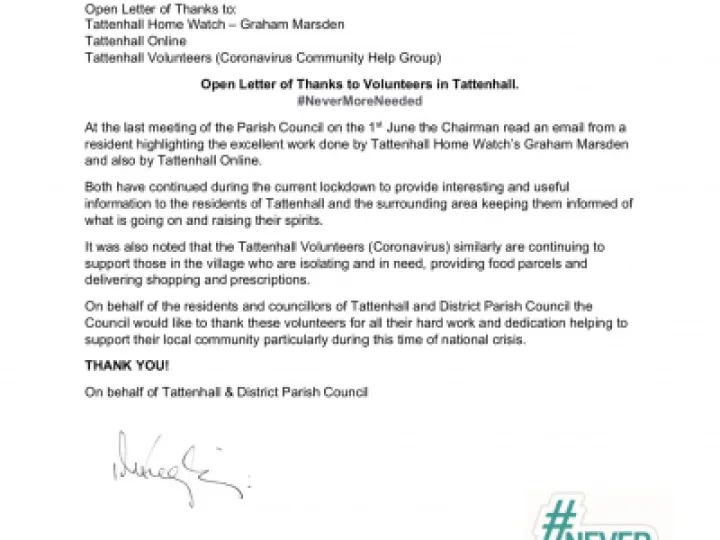 Letter of Thanks