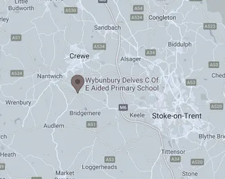 Map showing the location of Wybunbury Delves