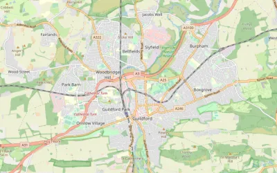 Map showing the location of Merrow Methodist Church