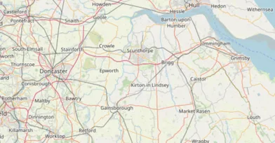 Map showing the location of Epworth, Scunthorpe & Gainsborough