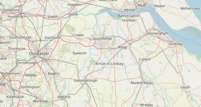 Map showing the location of Epworth, Scunthorpe & Gainsborough