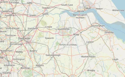 Map showing the location of Epworth, Scunthorpe & Gainsborough