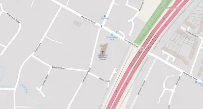 Map showing the location of Hucclecote Methodist Church