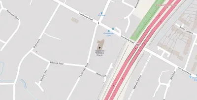 Map showing the location of Hucclecote Methodist Church