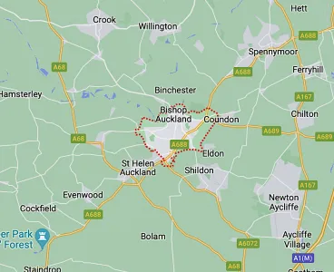 Map showing the location of Bishop Auckland & Shildon