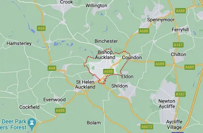 Map showing the location of Bishop Auckland & Shildon