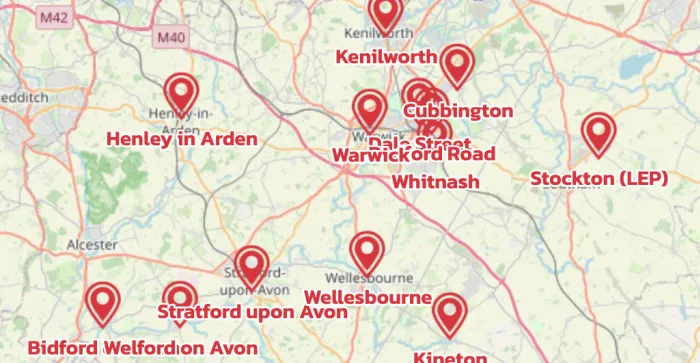 Map showing the location of South Warwickshire Circuit