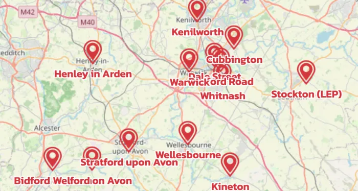 Map showing the location of South Warwickshire Circuit