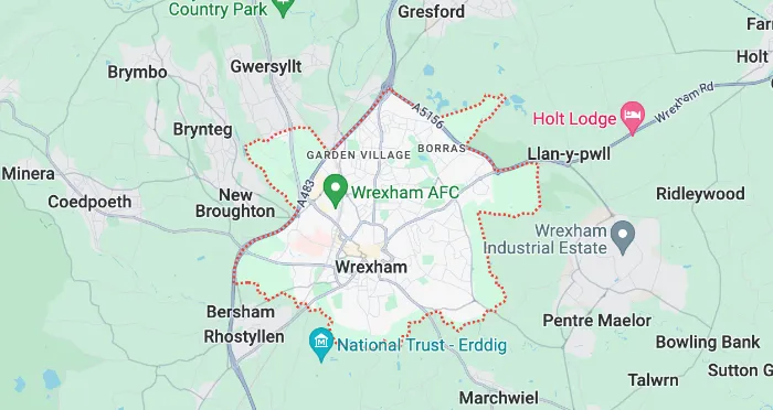 Map showing the location of Wrexham Methodist Circuit