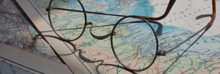 Eyeglasses, world map, map