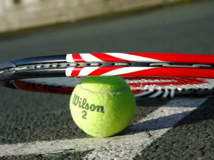 Tennis racket, tennis ball, tennis