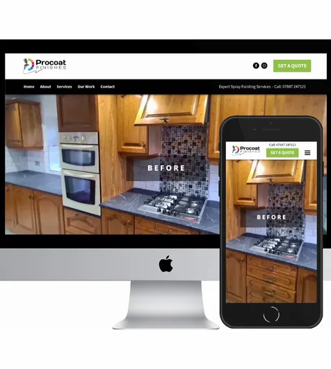 Desktop and mobile screenshots of the Procoat Finishes website
