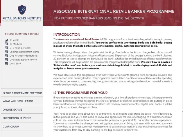 Retail Banking Institute &ndash; Associate International