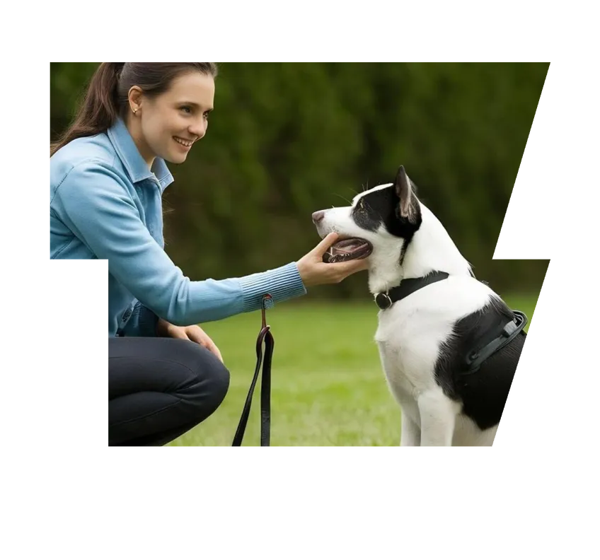 Dog trainer interacting with their pet