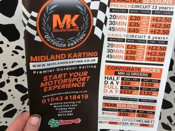 Midland Karting Leaflets A4 Folded 6pp to Dl Roll