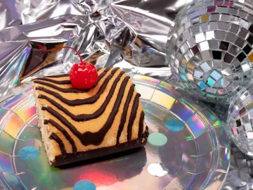 High angle delicious cake on plate
