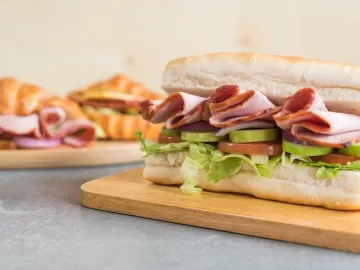 Ham and salad submarine sandwich