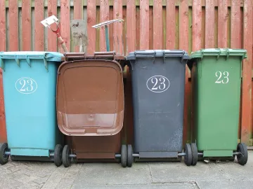 Wheelie bin, garbage, rubbish, waste, dustbin, pap