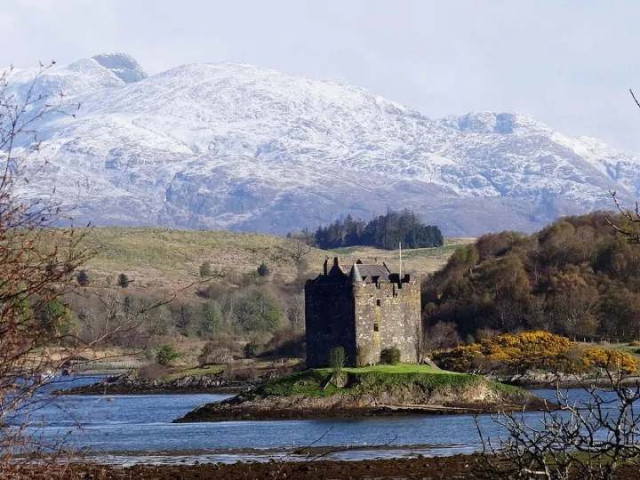 Castle, lake, mountains, scottish, scotland, natur