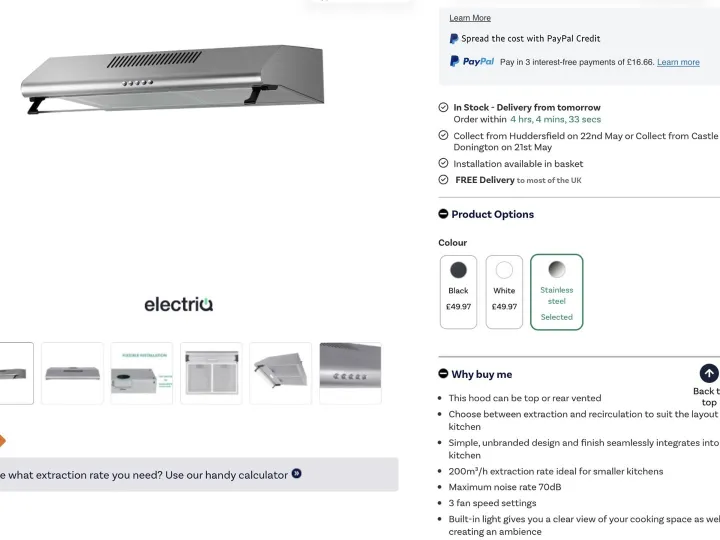 Items for sale &ndash; ElectriQ Cooker Hood &pound;20