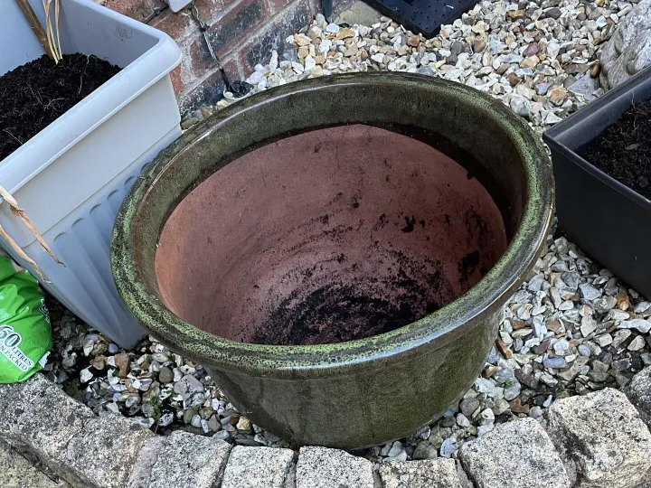 Items for sale &ndash; 2 green earthenware planters Offers