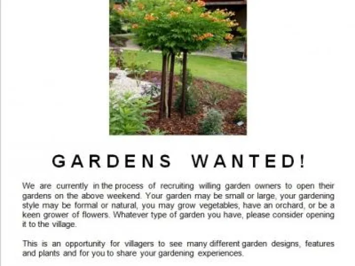 open gardens wanted