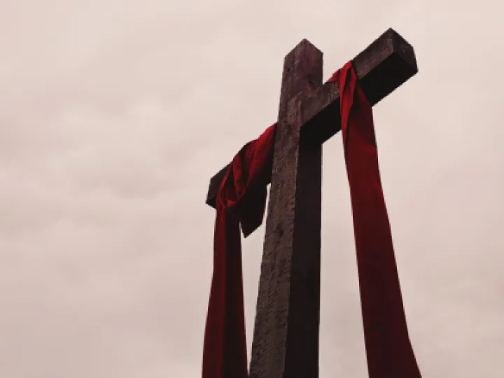 Red draped cross