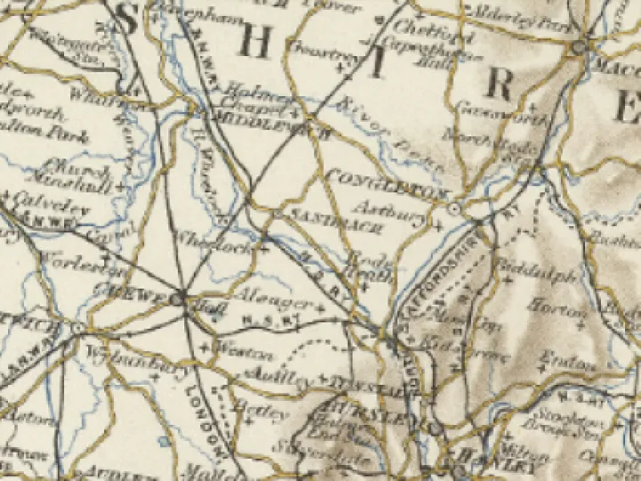 Map of the area around Betchton