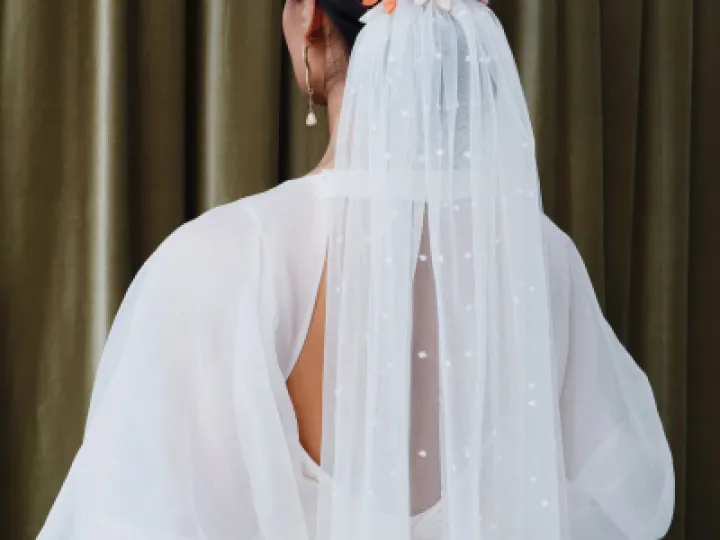 Wolf and Moon comb with Cirrus Top and Polka Dot Veil