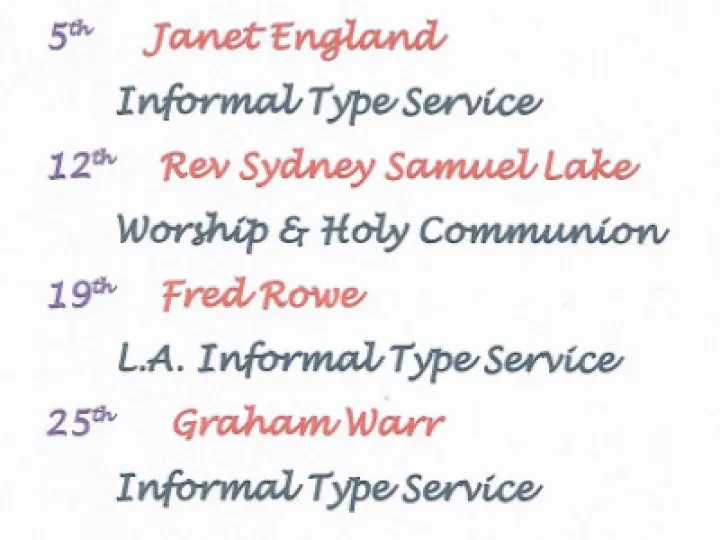 February Sunday Services 2023