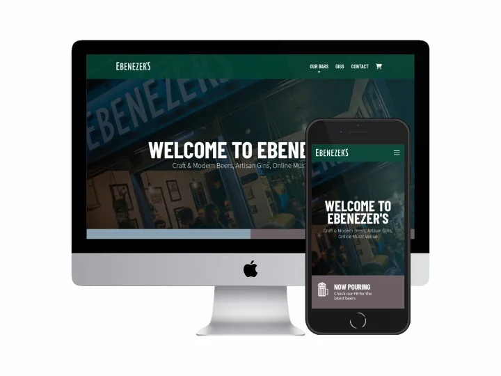 Desktop and mobile screenshots of the Ebenezer's website